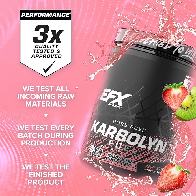 EFX Sports Karbolyn Fuel | Fast-Absorbing Carbohydrate Powder | Carb Load, Sustained Energy, Quick Recovery | Stimulant Free | 18 Servings (Kiwi Strawberry)