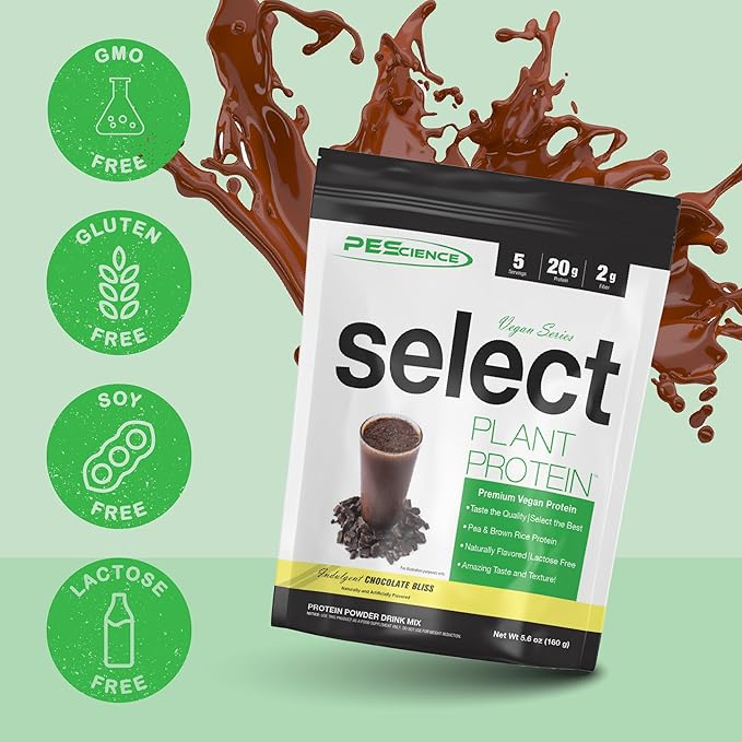 PEScience Select Vegan Plant Based Protein Powder, Chocolate Bliss, 5 Serving, Premium Pea and Brown Rice Blend