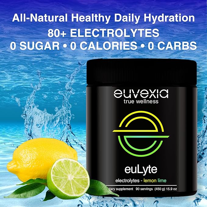 euLyte Electrolytes Powder No Sugar (90 Serv) Sodium Calcium Potassium Magnesium Trace Minerals Zinc Manganese Zero Sugar Free Hydration Drink Keto Fasting by Dr Sten Ekberg
