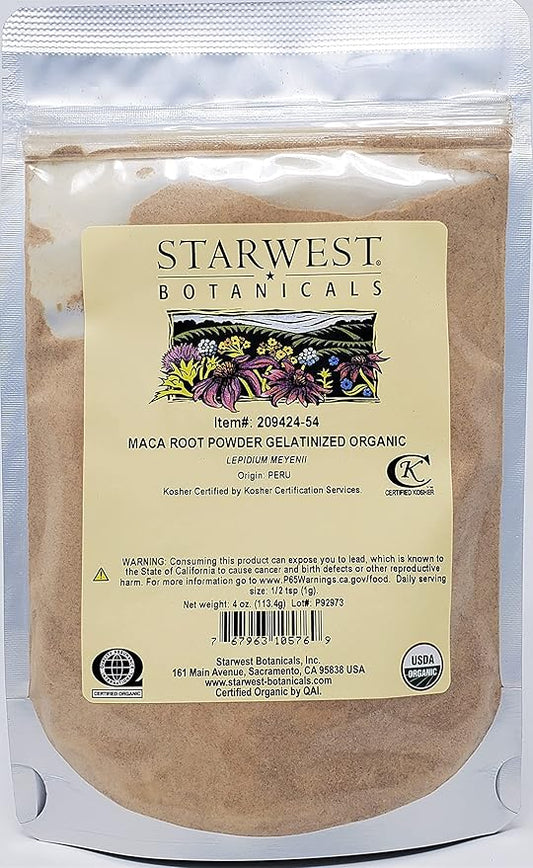 Starwest Botanicals Organic Maca Root Powder (Gelatinized), 4 Ounces