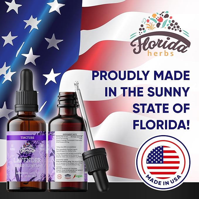 Lavender Flower Liquid Extract for Calming Nervous System Support, Organic Lavender Extract (Lavandula X Intermedia) Dried Flow 2 Fl Oz