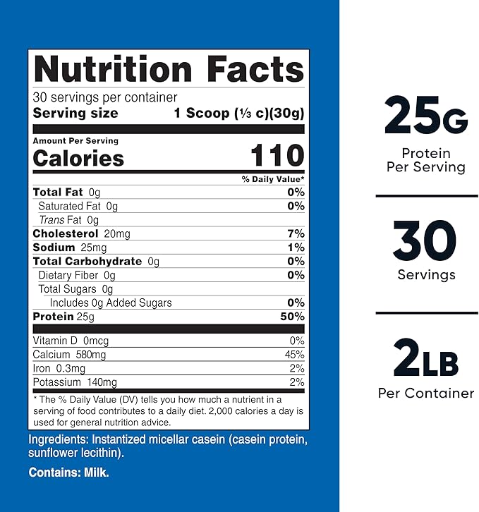 Nutricost Casein Protein Powder 2lb - Micellar Casein, Gluten Free, Non-GMO (Unflavored)