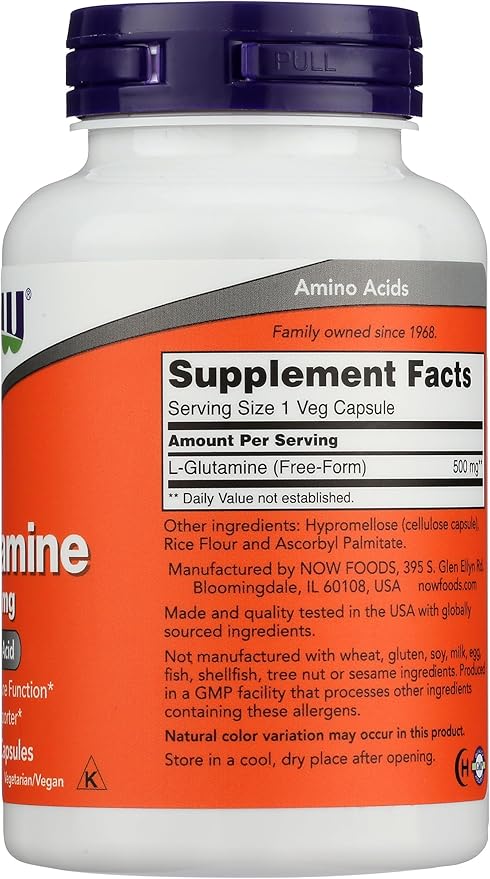 Now Foods Glutamine 500mg Capsules, 120 CT