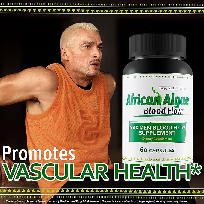 African Algae Blood Flow - Our Best Circulation Supplement - Better Blood Flow Circulation Supplements - Body Circulation Support - Max Men Blood Flow Supplement Pills - Advanced Blood Flow Capsules