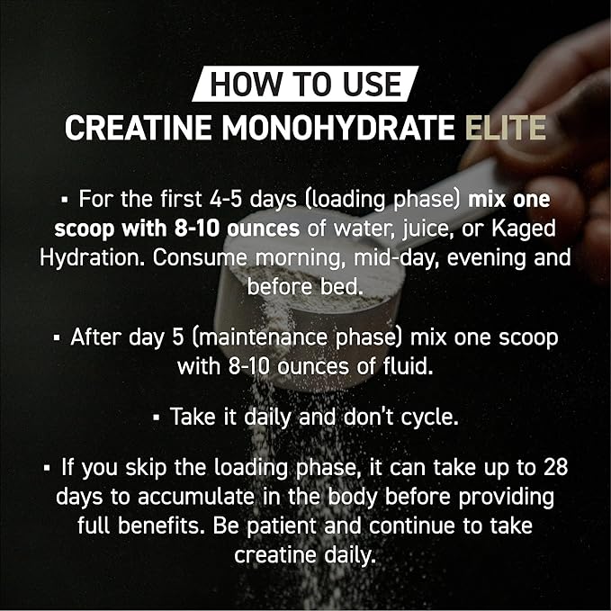 Kaged Creatine Monohydrate Elite - High Absorption Creatine with MAXCatalyst - Unflavored Powder - 60 Servings