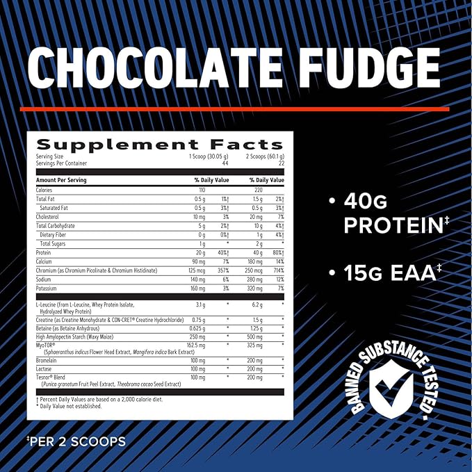 GNC AMP Wheybolic Alpha Clinically Proven Protein Powder, Increases Muscle Strength, Size & Power, Boost Testosterone Levels, 40g Protein, 6.2g Leucine, 15g EAAs, Creatine, Chocolate Fudge, 22 SVG