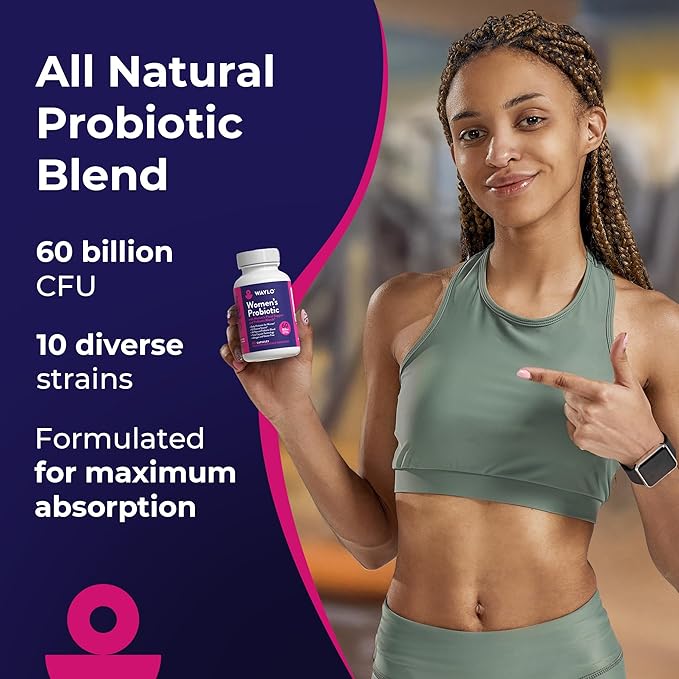 Waylo Probiotics for Women 60 Billion CFU – Tiny Easy-to-Swallow Capsules – 10 Strains + Prebiotics, Cranberry & D-Mannose – Gut, Vaginal Probiotics, pH & Immune Health, Vegan – 60 Caps