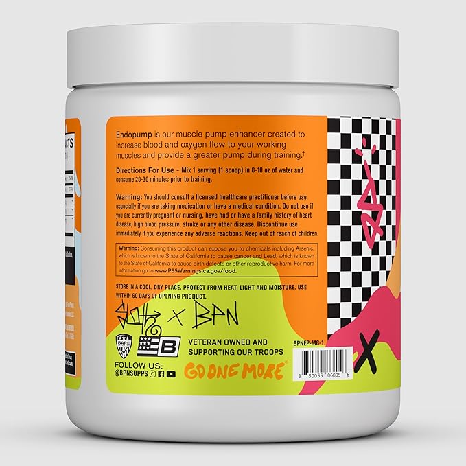 BARE PERFORMANCE NUTRITION, BPN EndoPump Pre-Workout Muscle Pump Enhancer w/L-Citrulline, Increased Blood Flow/Oxygen Transport to Muscles, 30 Servings, Mango