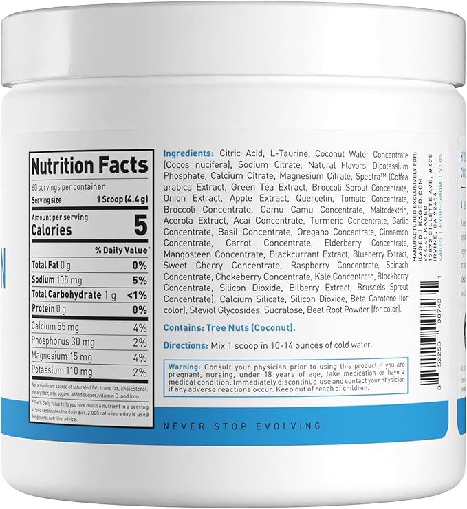 Kaged Electrolyte Hydration Powder Hydracharge Orange Mango Sports Drink for Men and Women Pre, Post, Intra Workout Supplement 60 Servings