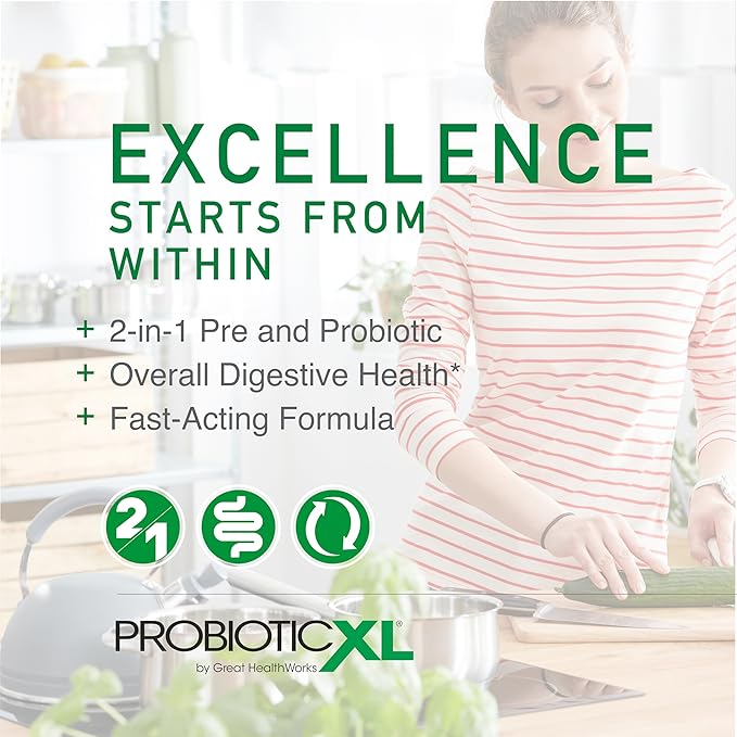 OmegaXL ProbioticXL - Probiotic & Prebiotic, Shelf Stable - Blend 11 Strains - Promote Healthy Gut Flora Growth, 12.5 Billion CFU - Non-GMO, Gluten-Free - 30 Veggie Caps