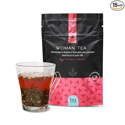 Michelle Peiret Woman Tea, Fenugreek and Fenugreek Tea with Fennel Seed, Hormonal Balance Support & Feminine Wellness, Strawberry Flavor, 15 servings