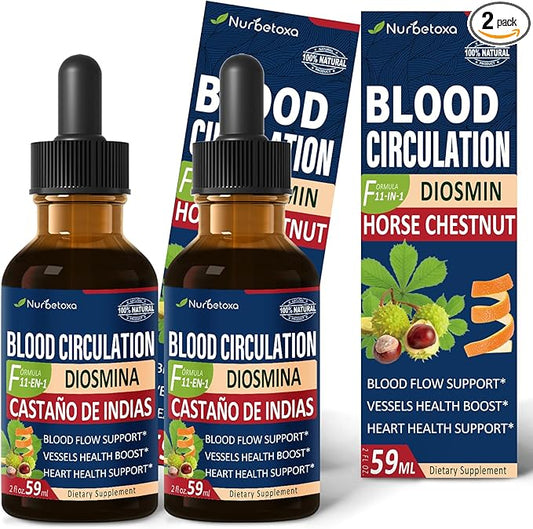 Blood Circulation Drops, Nitric Oxide Supplement for Blood Flow, Pressure & Heart Health W/Horse Chestnut Extract Liquid. Castaño de Indias y Diosmina para la Circulacion y Varices. 4 oz