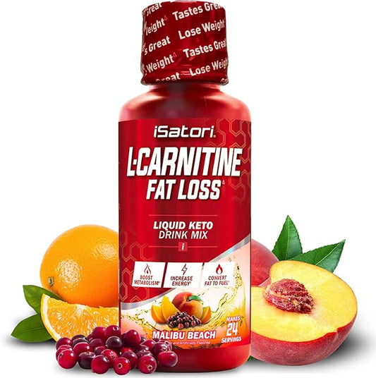 iSatori L-Carnitine 1500, Triple-Blend Liquid L Carnitine Supplement, with Acetyl & Tartrate, Stimulant Free Energy, No Calories, Sugar or Gluten, Keto-Friendly, Malibu Beach Flavor (24 Servings)