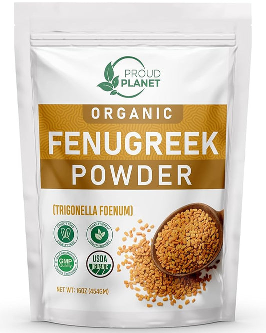Organic Fenugreek Powder 16oz (454g) For Health, Skin & Hair Methi Seeds Powder | Non GMO & Gluten Free | USDA Certified by Proud Planet