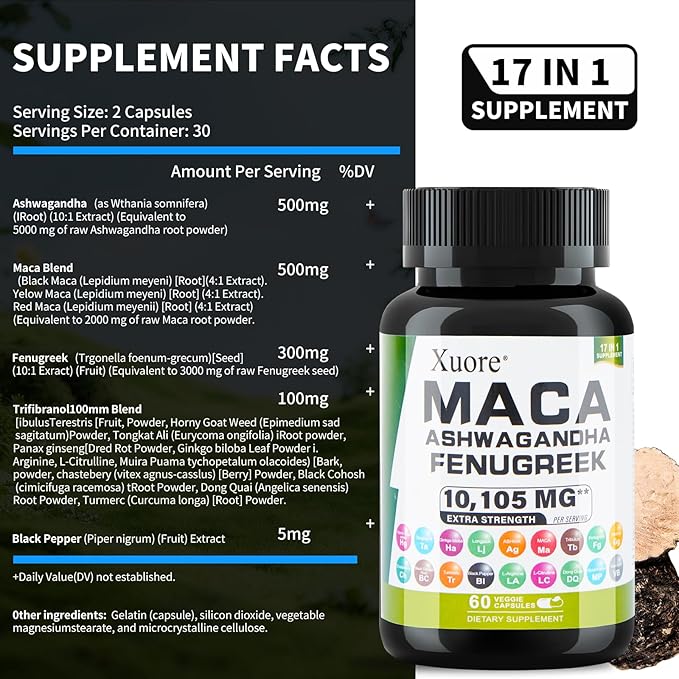 Bundle of Sea Moss,Maca,Lions Mane, Black Seed Oil, Ashwagandha, Ginger & Rhodiola Rosea, Panax Ginseng, Turkey Tail, Reishi, Cordyceps, Chaga All in 1 Supplements (1 Pack)