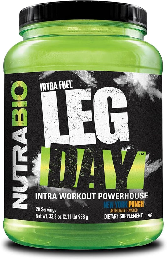 NutraBio Leg Day Intra Carb Supplement – Advanced Carbohydrate Complex – Amino Acid EAA/BCAA Formula – Electrolyte Blend for Recovery and Performance, New York Punch, 20 Servings