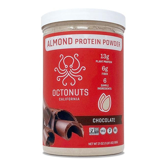 Chocolate Almond Protein Powder, 21 Ounce, Made with California Almonds, 13g Plant Based Protein, Keto, Paleo Friendly, Vegan, Gluten Free, 17 Servings