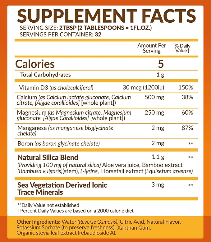 Bio Naturals Calcium & Magnesium Liquid Supplement with Vitamin D3 - Natural Formula, FOUR Types of Calcium Supports Strong Bones with Superior Absorption to Pills - 100% Vegetarian - 32 fl oz