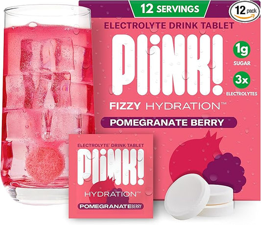 Plink! Fizzy Electrolyte Drink Tablets for Daily Hydration - 12ct Electrolyte Tablets + Sodium, Potassium, Magnesium, Low-Calorie, Low-Sugar Keto Electrolytes Powder Hydration Packets Water Flavoring