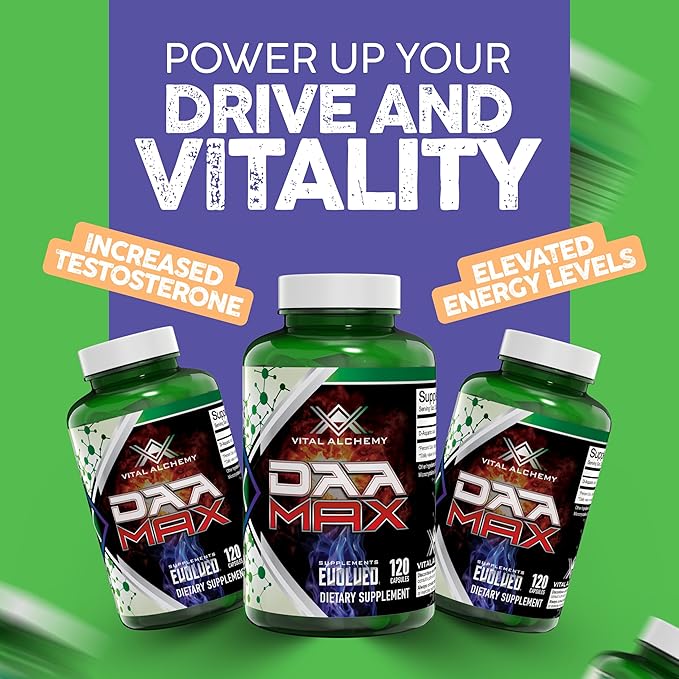 Vital Alchemy DAA MAX Testosterone Booster Supplement for Men with D-Aspartic Acid 1500mg - Male Enhancing Test Boost - Workout, Build Muscle, Energy & Performance 60 Day Supply - Made in USA