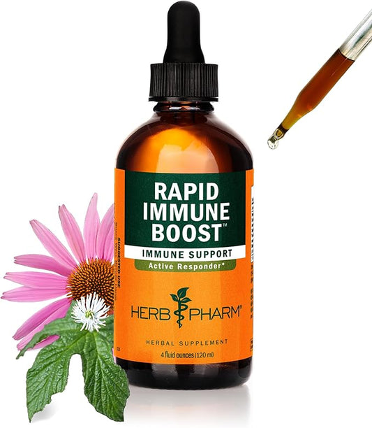 Herb Pharm Organic Rapid Immune Boost: Fast-Absorbing Tincture for Adults, Echinacea Tincture with Goldenseal, Ginger Extract & Elderberry, Immune Support Supplement & Wellness Aid, 4 Oz