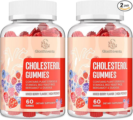 Cholesterol Supplement with Plant Sterols & Stanols, Guggul, Bergamot Orange Extract, Red Yeast Rice, Cholesterol Complex Gummies for Cholesterol Normal Level, Mixed Berry Flavor, 120 Counts