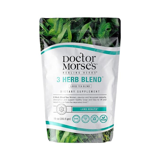 Doctor Morse's - Mullein Leaf Tea - 3 Herb Blend Tea - 86 Servings, 7oz - Caffeine Free - Comprehensive Lung & Respiratory Support - Mullein Leaf, Pleurisy Root & Fenugreek Extract