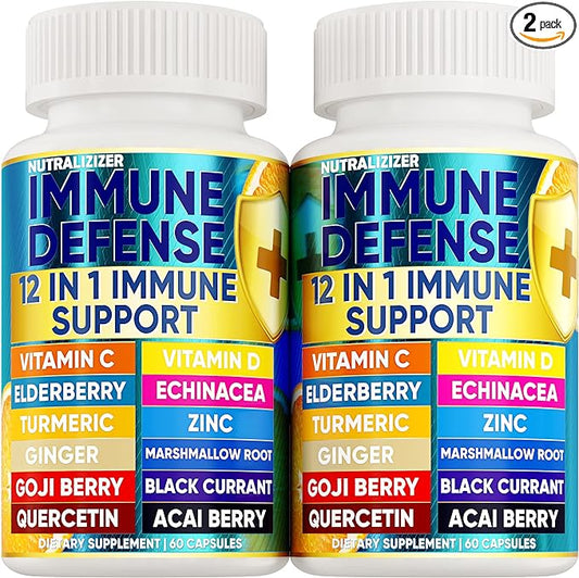 12 in 1 Premium Immune Defense Vitamins - Immune Supplement w/Vitamin D3 5000 IU Vitamin С 1000mg Zinс 50mg - Luxe Choice for Premium Immune Support - with Echinacea Elderberry and Ginger - 120 Caps