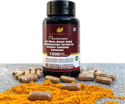 Premium lrish Sea Moss Extract Capsule with Ashwagandha Turmeric Black Seed & Vitamin C 60 - Capsule for 1 Month