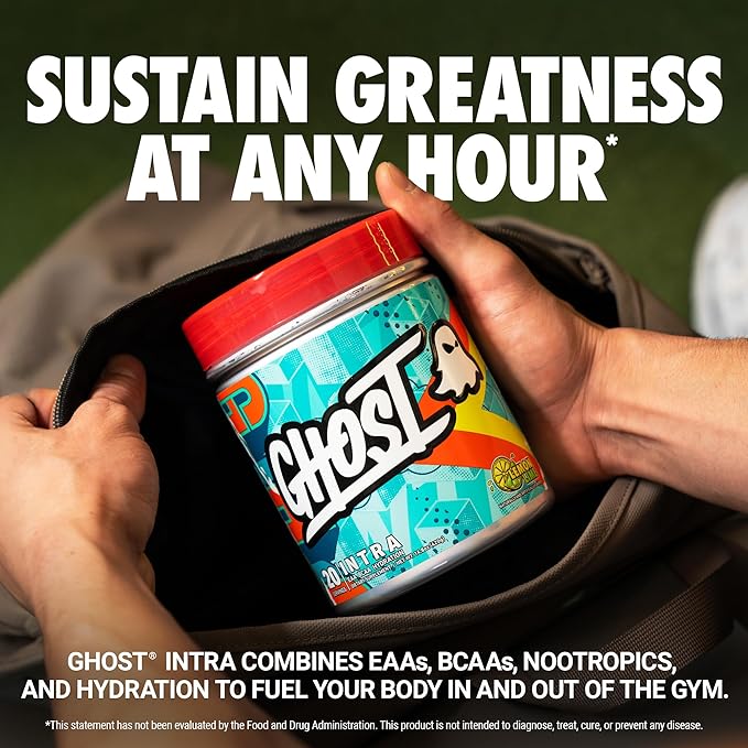 GHOST Intra Workout Powder, Lemon Lime - BCAAs, & EAAs, Nootropics & Hydration - Essential & Branch Chain Amino Acids Supports Muscle Recovery, Energy & Focus - Pre, Intra & Post Workout Powders