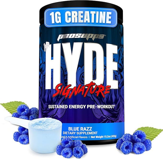 PROSUPPS Mr. Hyde Signature Pre Workout Powder with Creatine, Beta Alanine & Caffeine - Performance, Energy & Endurance - Clean Fitness & Gym Supplements for Men & Women (Blue Razz, 60 Servings)