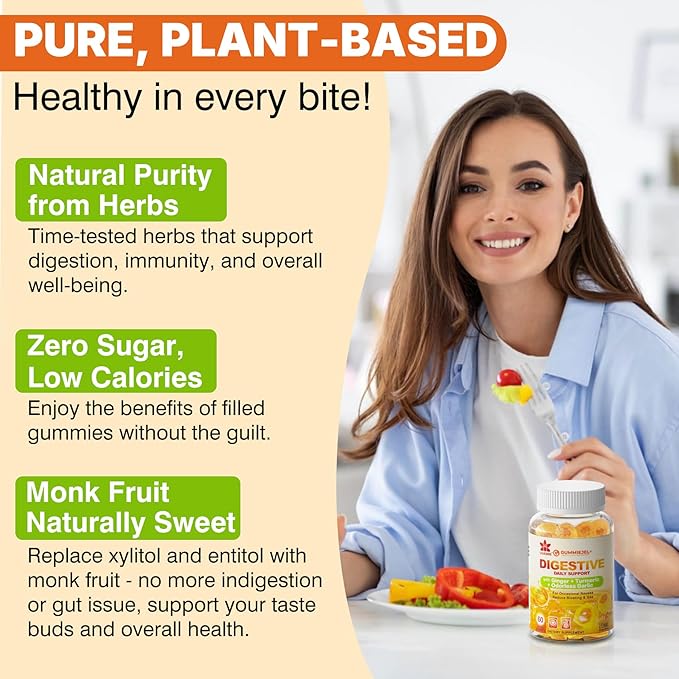 Ginger Chews Supplement Gummies for Nausea, Stomach Relief - Sugar Free with Turmeric & Odorless Garlic, Quercetin, Vitamin D3, Ultra Absorption for Digestive Support - 60 Count (Pack of 1)