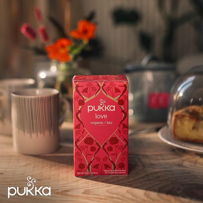 Pukka Herbal Teas Love Organic Rose Chamomile and Lavender Tea - Caffeine Free - 20 Bags