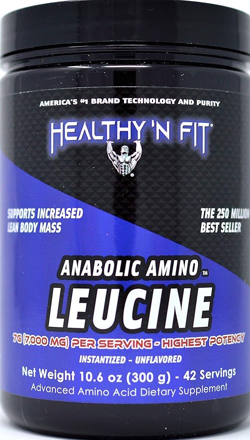 HEALTHY 'N FIT Anabolic Amino LEUCINE - Pure Instant L-Leucine, 300g (42 Servings)