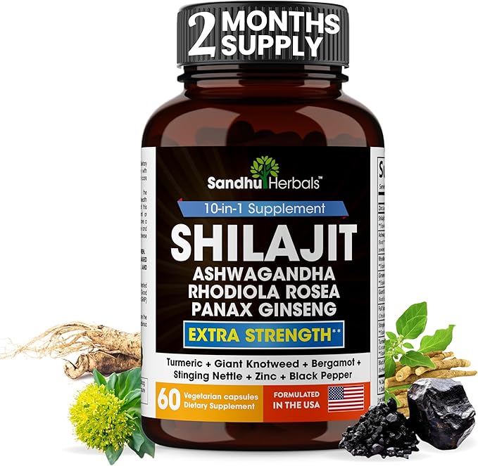 Sandhu Herbals Bundle - Sea Moss, Shilajit, Black Seed Oil, Ashwagandha, Ginger, Rhodiola Rosea, Panax Ginseng, Stinging Nettle