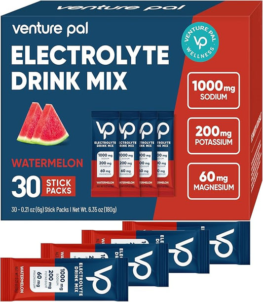 Venture Pal High Sodium Sugar-Free Electrolyte Powder Packets - Hydration Packets with Sodium, Potassium & Magnesium | Zero Calories | Vegan, Keto, and Paleo Friendly | 30 Sticks