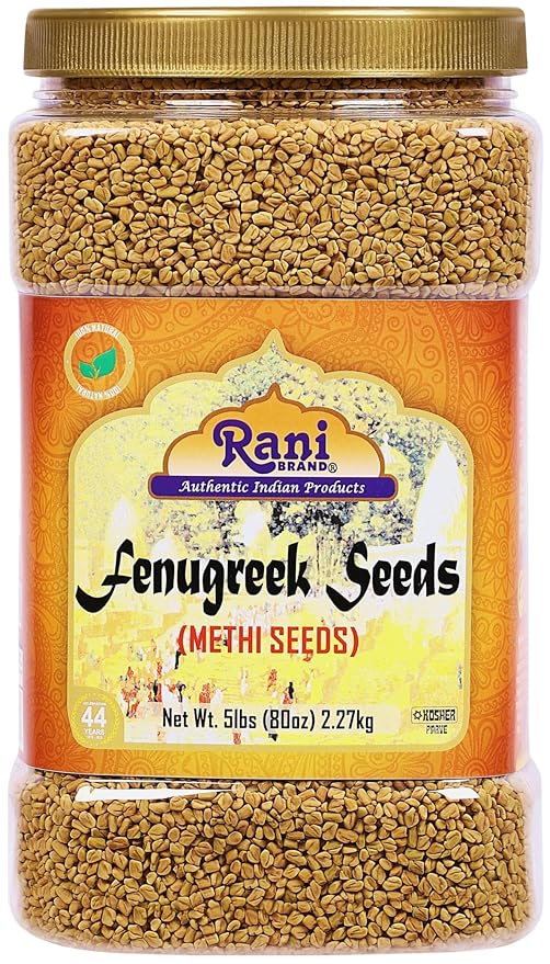 Rani Fenugreek (Methi) Seeds Whole 80oz (5lbs) 2.27kg Bulk PET Jar, Trigonella foenum graecum ~ All Natural | Vegan | Gluten Friendly | Non-GMO | Kosher | Indian Origin, used in cooking & Ayurvedic
