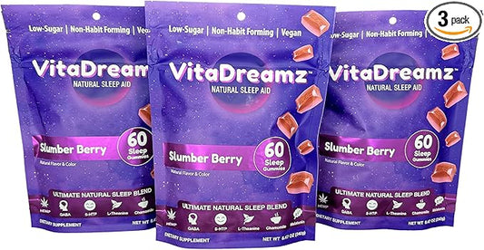 Melatonin Gummies for Sleep - Natural Sleep Aid Supplement with L-Theanine & GABA - SleepEZ Pillowz 60 Count (Pack of 3)