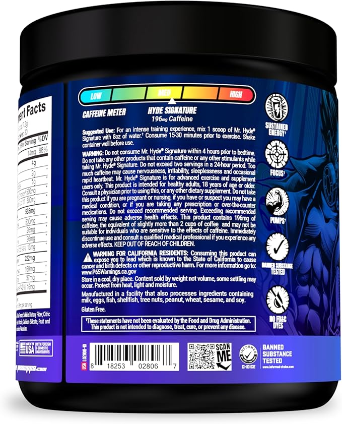 PROSUPPS Hyde Signature Sustained Pre-Workout, Blue Razz, 30-Servings and Creatine 300 Bundle