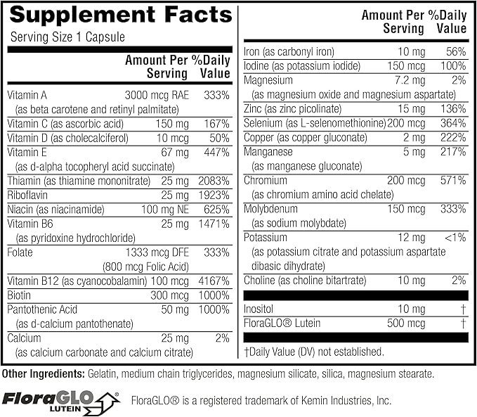 Twinlab Daily One Caps with Iron - Nutritional Supplement with Iron, Zinc, B Vitamins, and More - 60 Capsules
