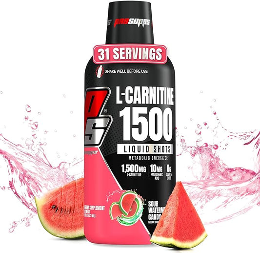 PROSUPPS L-Carnitine Liquid 1500, Stimulant-Free Liquid Shots for Men & Women - Clean Pre-Workout Drink for Energy, Performance & Muscle Recovery - No Sugar, No Carbs - 31 Servings, Watermelon Candy