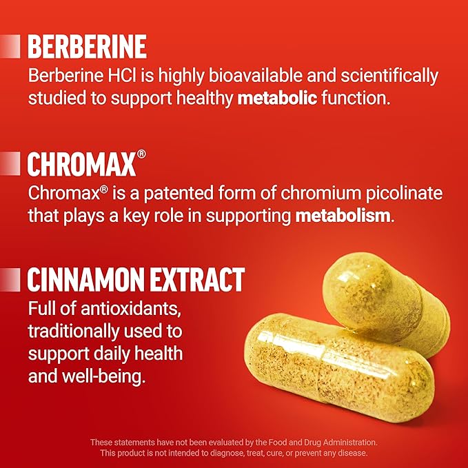 FORCE FACTOR Ultra Berberine Supplement, Contains Chromium to Support Metabolism & Berberine HCL for Heart Health, with Berberine 500mg, Clinically Studied Dose, Non-GMO, Gluten Free, 60 Capsules
