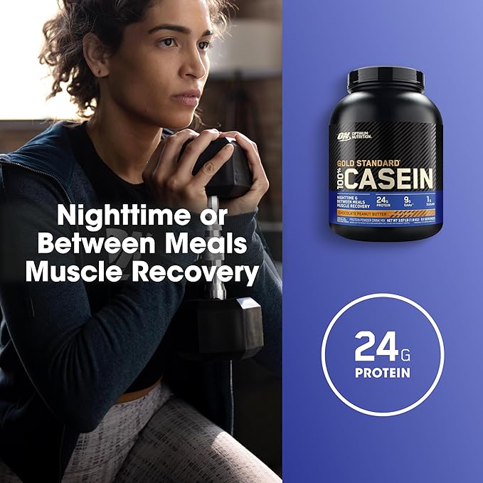 Optimum Nutrition Gold Standard 100% Micellar Casein Protein Powder, Slow Digesting, Helps Keep You Full, Overnight Muscle Recovery, Chocolate Peanut Butter, 4 Pound (Packaging May Vary)