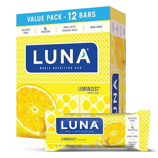 Clif Bar Luna Minis Energy Bar - Box of 12 1.69oz (48g) Bars (Lemon Zest)