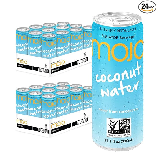 MOJO Coconut Water | Hydration Drink & Sports Drink | Electrolytes Beverage 1043 mg | Vitamin B & C | Hydration Drink for Skin & Body | 11.1 Oz (Pack Of 24)