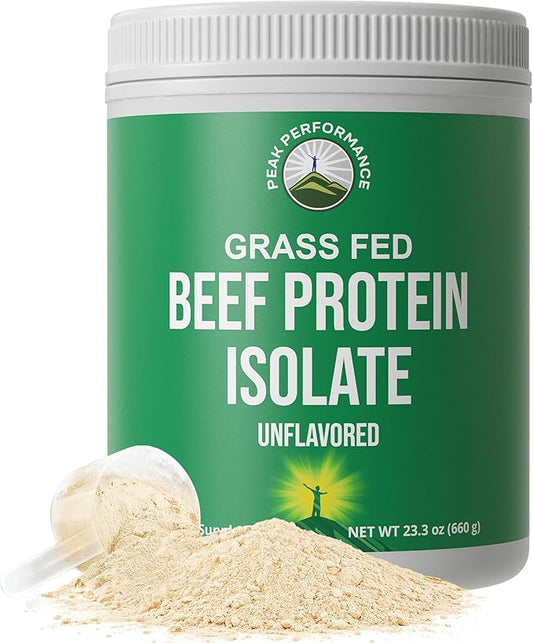 Grass Fed Beef Protein Powder - Lactose Free Great Tasting Beef Protein Isolate. Complete Animal Based Non Dairy Paleo Carnivore Supplement for Prime Muscle Building. No Whey. Unflavored