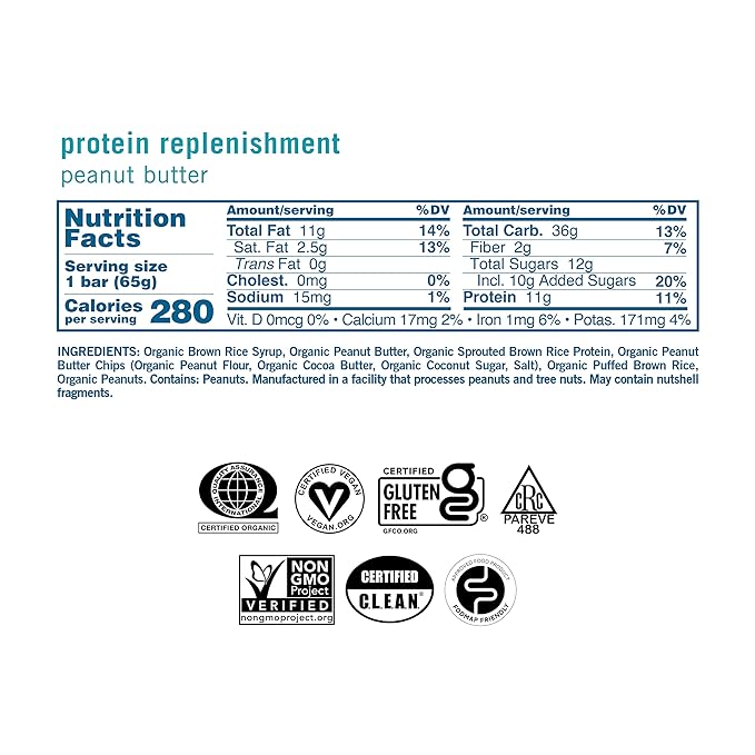 GoMacro MacroBar Organic Vegan Protein Bars - Peanut Butter (2.3 Ounce Bars, 12 Count)