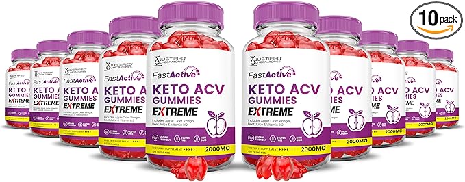 (10 Pack) Fast Active Keto ACV Gummies Extreme 2000MG Fastactive Keto Gummies Apple Cider Vinegar Formulated with Pomegranate Beet Juice Powder B12 Vegan Non GMO 600 Gummys