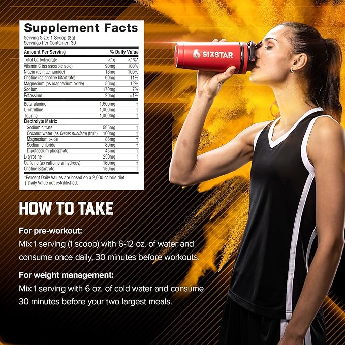 Six Star Pre-Workout Explosion, Peach Mango (30 Servings) - Preworkout Energy Powder Supplement for Men & Women - Pre Workout Drink Mix with Creatine & Beta Alanine - Sports Nutrition Products