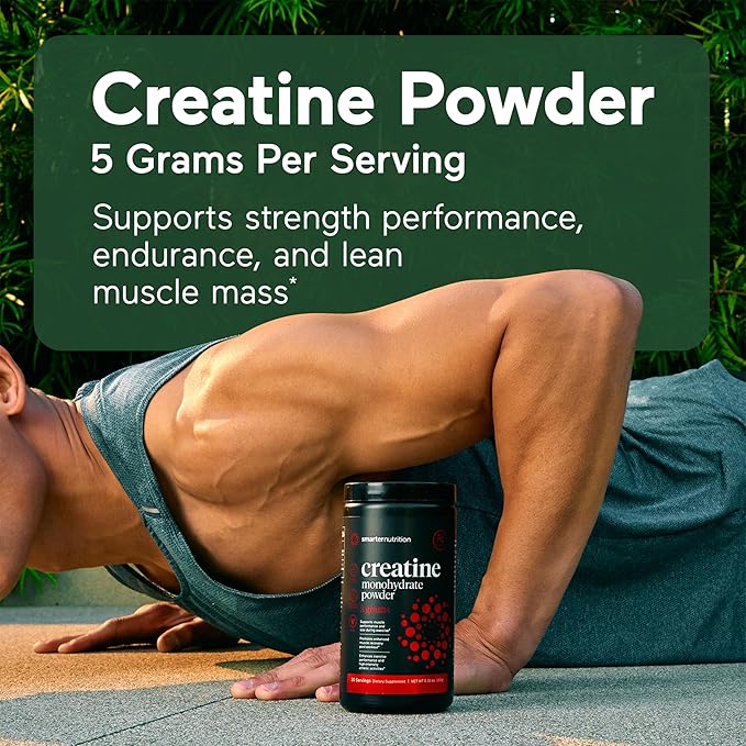 Smarter Nutrition Creatine Monohydrate Powder, 5000mg (5g) Per Serving - Creatine Powder for Women & Men, Unflavored, Pre-Workout & Post Workout Support for Muscle Mass & Hydration [180 Servings]